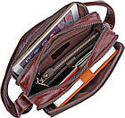 Чоловіча шкіряна сумка через плече планшет месенджер із натуральної шкіри коричнева 17*23,5*5 см, фото 10