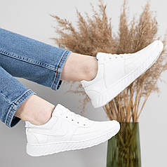 Кросівки жіночі білі з пресованої шкіри (ЛК 14 б)