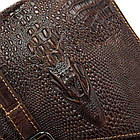 Чоловіча шкіряна сумка через плече тонкий месенджер із натуральної шкіри під крокодила коричнева 21*17*1 см, фото 6