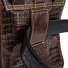 Чоловіча шкіряна сумка через плече тонкий месенджер із натуральної шкіри під крокодила коричнева 21*17*1 см, фото 7
