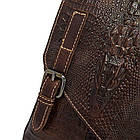 Чоловіча шкіряна сумка через плече тонкий месенджер із натуральної шкіри під крокодила коричнева 21*17*1 см, фото 10