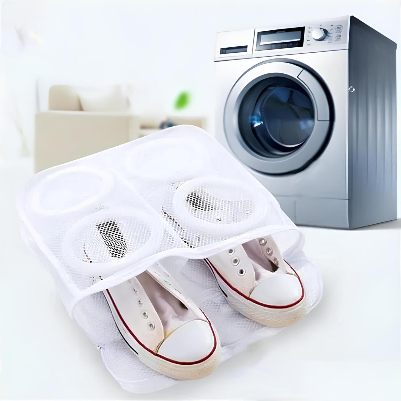 Мішок для прання взуття 28*25*8 см, Білий / Органайзер для прання взуття / Взуттєвий мішок у пральну машину, фото 1
