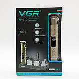 Акумуляторна машинка для стрижки 8в1, з LED дісплеєм, VGR V 110 / Тример для бороди / Набір для стрижки, фото 10