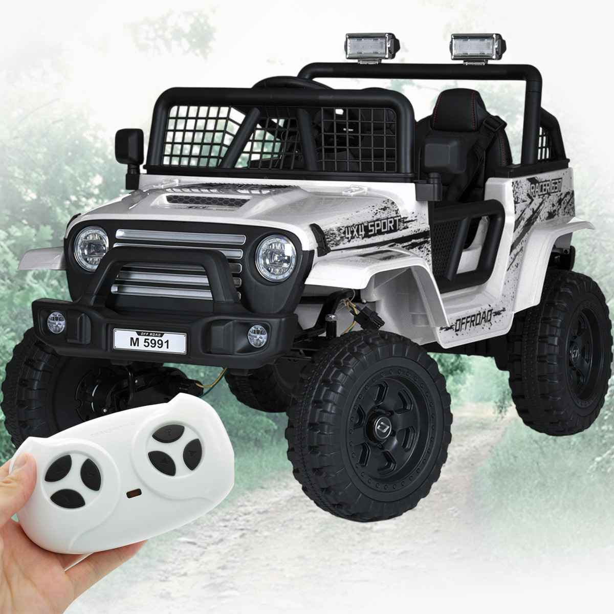 Дитячий електромобіль Jeep Rubicon з пультом керування на 4 моторах Bambi M 5991EBLR-1(24V) Білий
