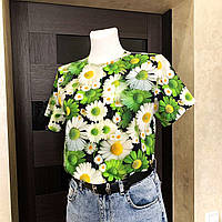 Футболка жіноча салатово-білі ромашки Five Stars 10914-L
