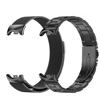 Комплект ремінців для фітнес-браслету Xiaomi Mi Band 8,9,10 Bead design - Milanese design Black