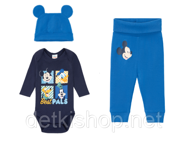 Комплект для хлопчика боді штани шапочка Міккі Маус Disney Baby 86-92 см (12-24М)