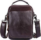 Чоловіча шкіряна сумка через плече планшет месенджер із натуральної шкіри з ручкою коричнева 16*22*6 см, фото 5