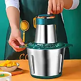 Кухонний подрібнювач для кухні на 2л, 1200Вт, від мережі, Блискавка, Зелений / Чоппер / Електричний блендер, фото 4