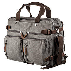 Сумка-трансофрмер текстильна велика Vintage 20151 Сіра