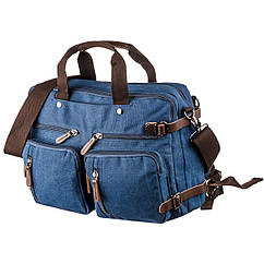 Сумка-трансофрмер текстильна велика Vintage 20153 Синя