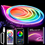 Розумна неонова стрічка RGB від USB, 5м, з Bluetooth + Пульт, SFK-11 / Гнучкий неон / Гнучка світлодіодна стрічка, фото 10