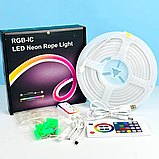 Розумна неонова стрічка RGB від USB, 5м, з Bluetooth + Пульт, SFK-11 / Гнучкий неон / Гнучка світлодіодна стрічка, фото 11