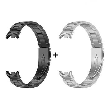 Комплект ремінців для фітнес-браслету Xiaomi Mi Band 8,9,10 Bead design Black-Silver