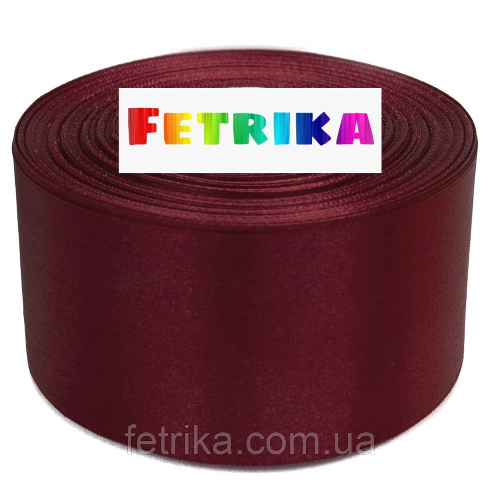 Стрічка атласна однотонна темно-червона, 5 см (довжина 1 метр), фото 1