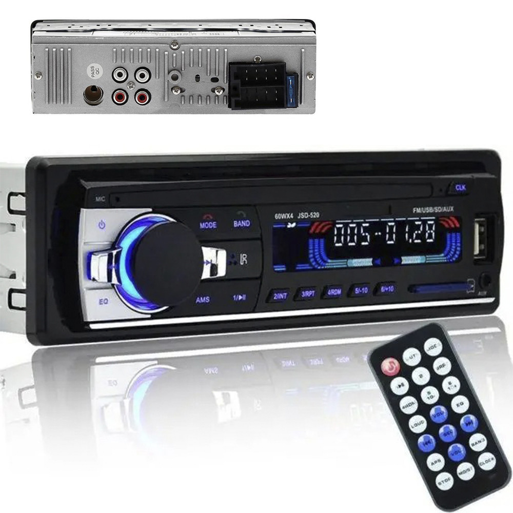 Автомагнітола JSD-520 з підсвічуванням та пультом (Bluetooth, USB, AUX) / Магнітола в машину / Автопрогравач