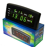 Електронний годинник CX 868, від мережі, з зеленим підсвічуванням / Настільний мережевий годинник з будильником, фото 8