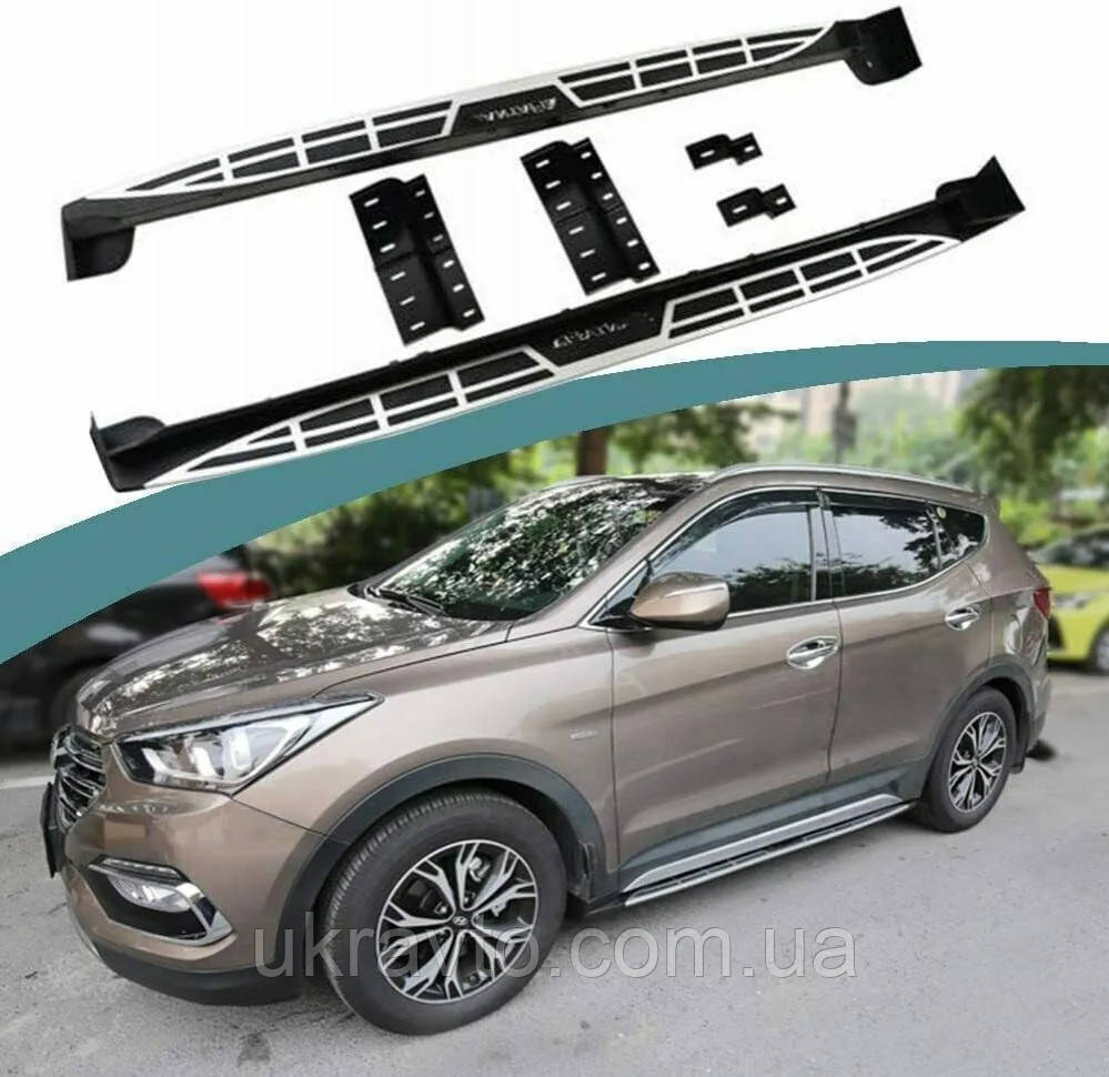 Бічні підніжки пороги Hyundai Santa Fe 3 2012-2018 оригінальний дизайн