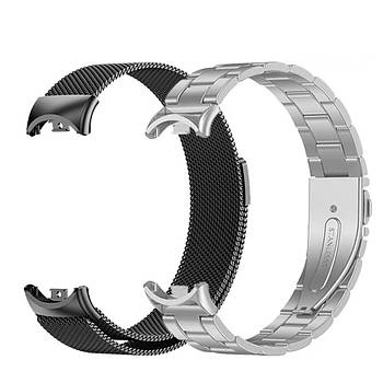 Комплект ремінців для фітнес-браслету Xiaomi Mi Band 8,9,10 Bead design Silver - Milanese design Black