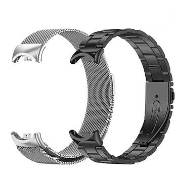 Комплект ремінців для фітнес-браслету Xiaomi Mi Band 8,9,10 Bead design Black - Milanese design Silver