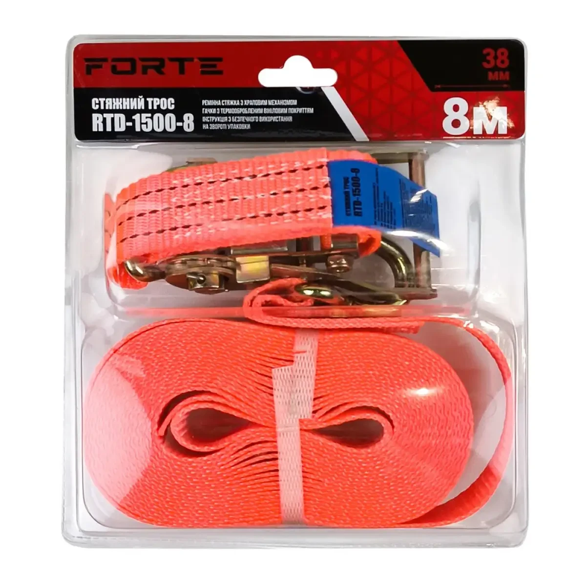 Стяжний трос RTD-1500-8 38 мм*8 м Forte