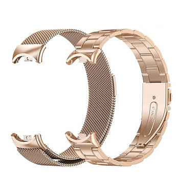 Комплект ремінців для фітнес-браслету Xiaomi Mi Band 8,9,10 Bead design - Milanese design Rose gold