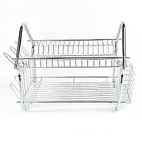 Сушарка для посуду Empire 9600 двоярусна нержавіюча сталь 41 х 31 х 37 см сріблястий