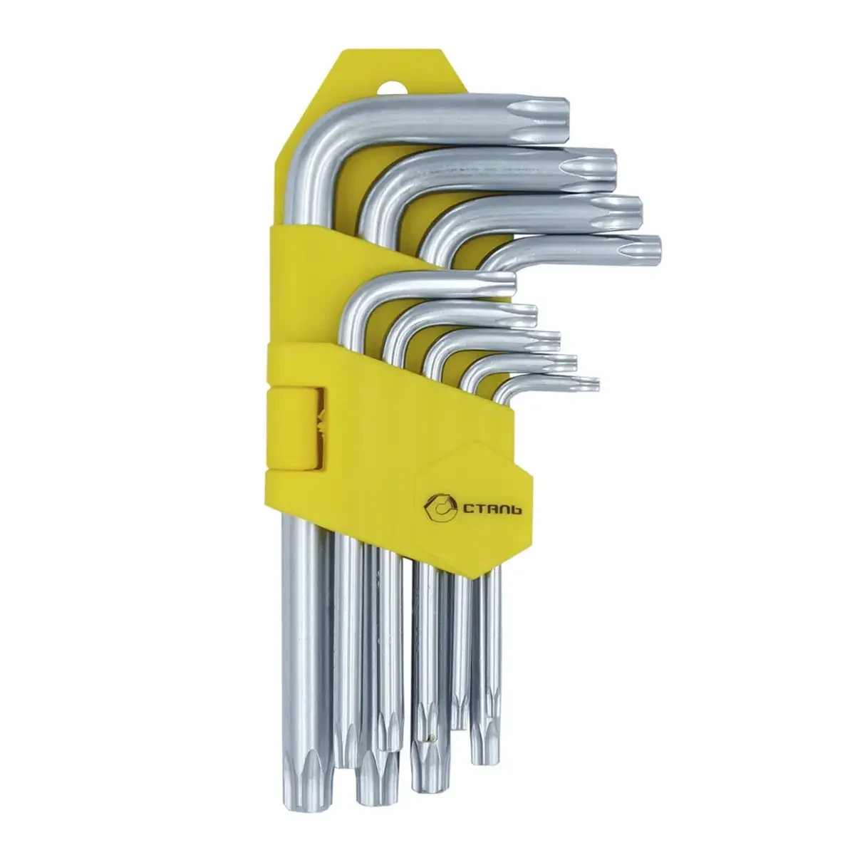 Набір Г-подібних ключів Сталь 48104 TORX з отвором