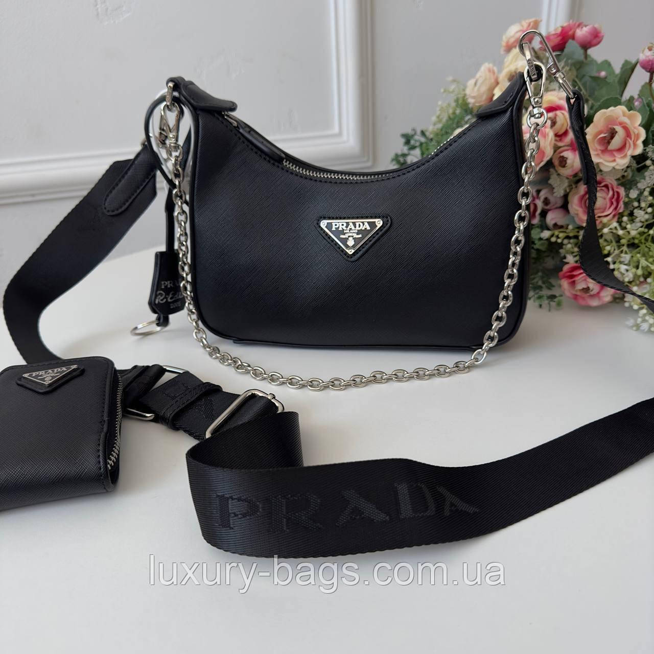 Жіноча модна сумка P.r.a.da Saffiano Re Edition leather