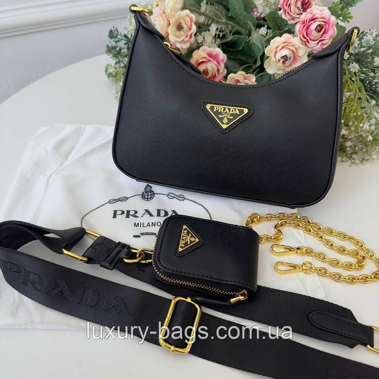 Стильна жіноча сумка P.r.a.d.a Saffiano Re Edition leather