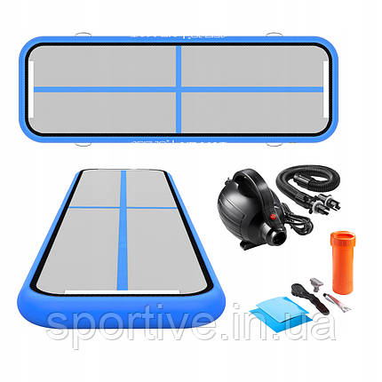 Мат надувний гімнастичний 4FIZJO Air Track Mat 300 x 100 x 15 см White/Blue (P-5907739311771), фото 1