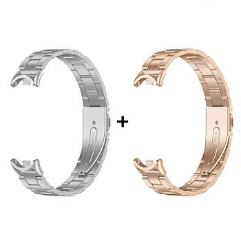 Комплект ремінців для фітнес-браслету Xiaomi Mi Band 8,9,10 Bead design Silver-Rose gold