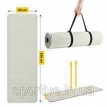 Килимок (мат) спортивний 4FIZJO TPE 180 x 60 x 1 см для йоги та фітнесу Grey/Black (P-5907739311931), фото 4