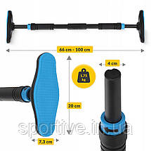 Турнік розсувний 4FIZJO ULTRA 66-100 см Black/Blue (P-5905973400329), фото 3