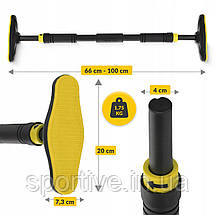 Турнік розсувний 4FIZJO ULTRA 66-100 см Black/Yellow (P-5905973400343), фото 3