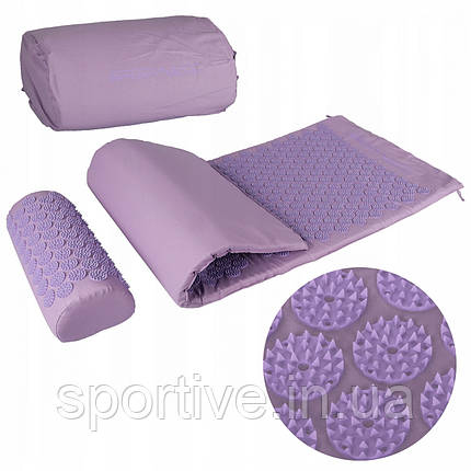 Килимок акупунктурний із валиком SportVida Аплікатор Кузнєцова 130 x 50 см SV-HK0411 Purple/Purple, фото 1
