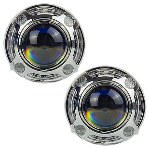 Маска декоративна для автомобільних фар DriveX MS A-106 3.0" Silver White з вбудованою підсвіткою