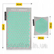 Килимок акупунктурний з подушкою 4FIZJO Eco Mat Аплікатор Кузнєцова Grey/Mint (P-5907739312181), фото 2
