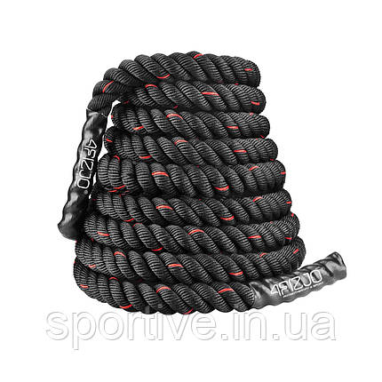 Канат тренувальний 4FIZJO Battle Rope 15 м для кросфіту Black (P-5907739312266), фото 1