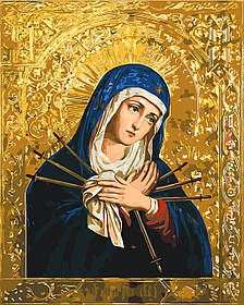 Картина за номерами Релігія. Ікона Божої Матері "пом'якшення злих сердець" з фарбами металік 40*50 см Орігамі LW 3434