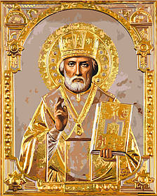 Картина за номерами Релігія. Микола Чудотворець з фарбами металік 40*50 см Орігамі LW 3432