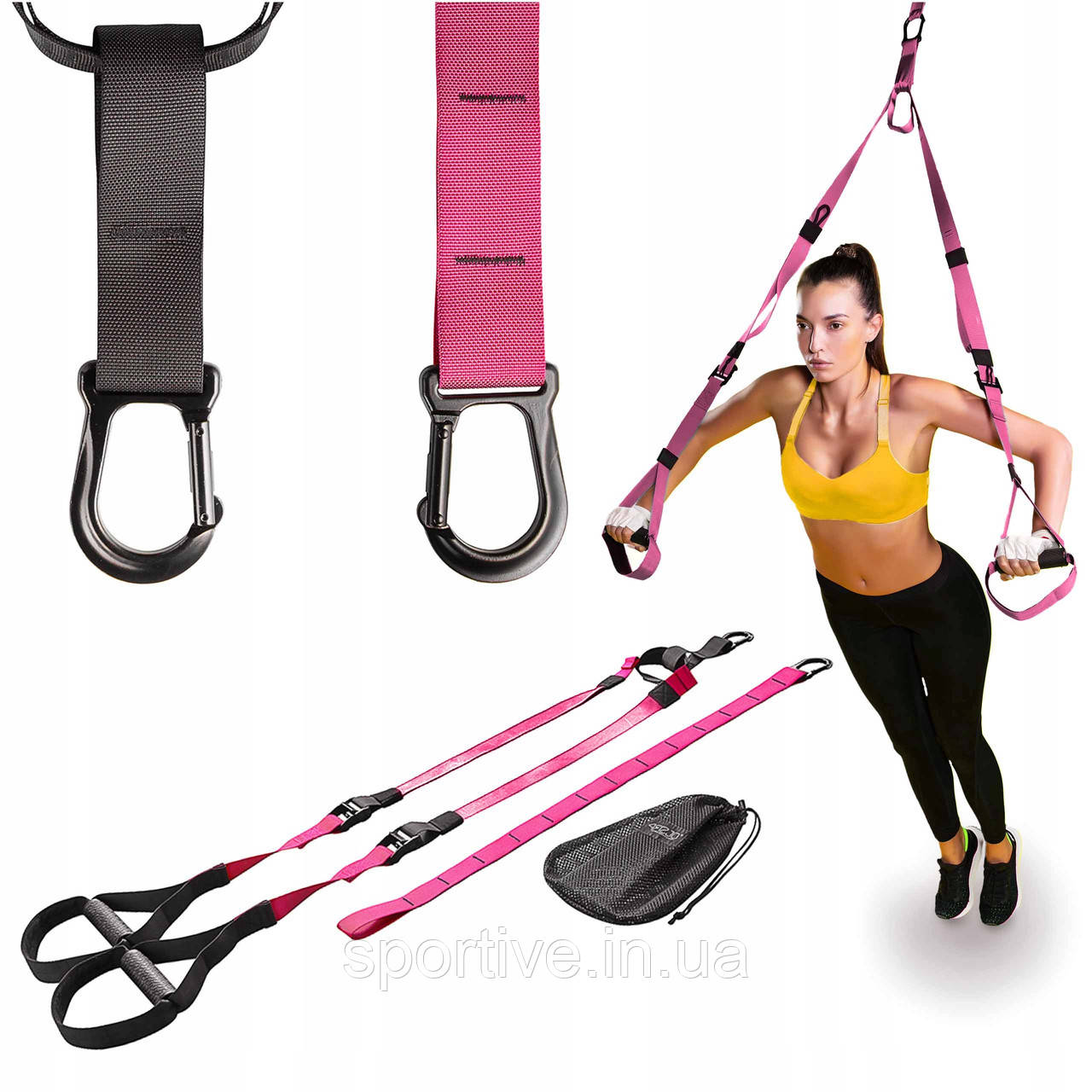 Петлі для функціонального тренінгу 4FIZJO TRX Black/Pink (P-5907739314109)