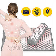 Килимок акупунктурний з валиком 4FIZJO Classic Mat XL Аплікатор Кузнєцова Grey/Pink (P-5907739313294), фото 3