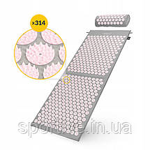 Килимок акупунктурний з валиком 4FIZJO Classic Mat XL Аплікатор Кузнєцова Grey/Pink (P-5907739313294), фото 4