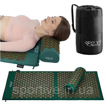 Килимок акупунктурний з валиком 4FIZJO Classic Mat XL Аплікатор Кузнєцова Navy Green/Gold (P-5907739313317), фото 1