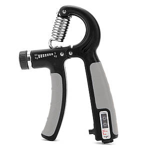 Еспандер кистьовий Cornix 5-60 кг з регульованим навантаженням і лічильником XR-0264 Black/Grey