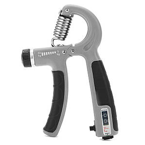 Еспандер кистьовий Cornix 5-60 кг з регульованим навантаженням і лічильником XR-0268 Grey/Black