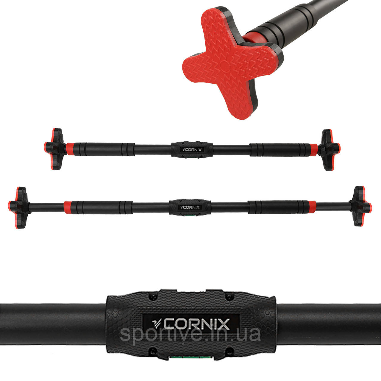 Турнік розсувний Cornix Pro+ 90-130 см XR-0287 Black/Red