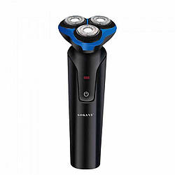 Електробритва 5 Вт 800 mAh бритва електрична бездротова з 3 голівками для гоління Синя Sokany