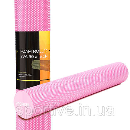 Масажний ролик Cornix EVA+ 90 x 15 см (валик, ролер) XR-0313 Pink, фото 1